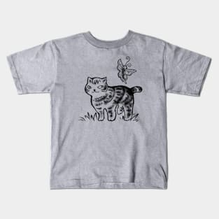 Cat and Butterfly Friend Kids T-Shirt